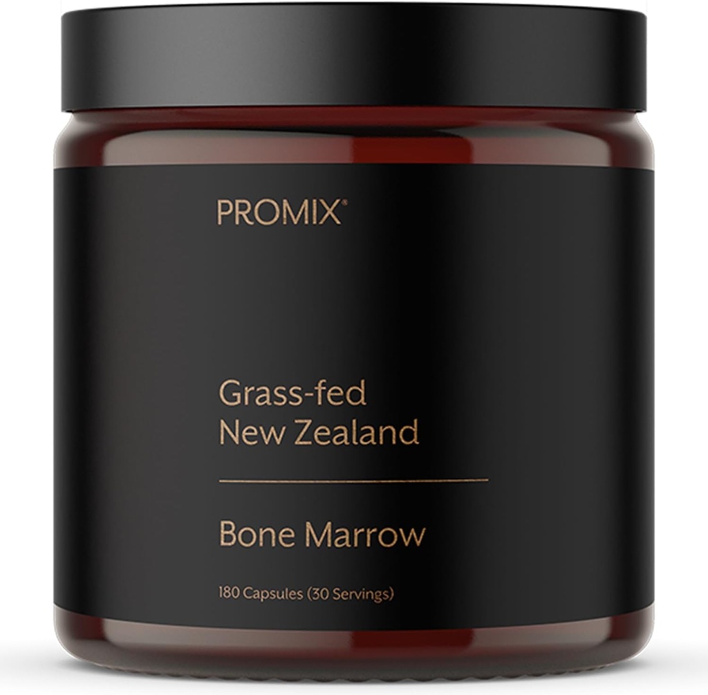 ProMix Nutrition Grass- Fed Oksekød Bone Marrow Support 124; Rich in Collagen, Vitaminer & Minerals - Raw & Fryse Tørret; 124; - 180 Gelatine kapsler