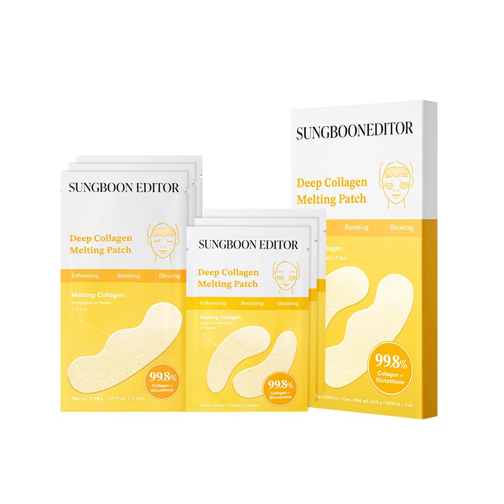SUNGBOON EDITOR Deep Collagen Melting Patch Shake 124; Real Collagen, Glutathion, Glass Skin, Skin Fourming for Deep Wrinkle, Spot Correcting, Collagen Patches, Under Eye Mask, Koreansk hudpleje, 1,13 ounces