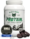 Worldwide Nutrition Bundle Compatible with Black Magic Multi-Source Protein Powder - Vegan Cookies and Cream | High Protein Powder, Low Carb, Low Sugar | Whey, Egg & Casein Blend - 2 LB with Keychain