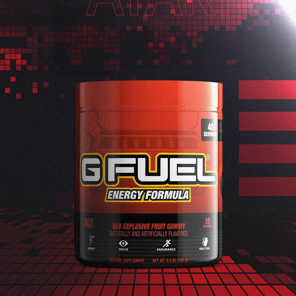 G Brændstof 2600 + ™ Energidrik pulver, før træning koffein mix til Gaming, Sukker Free Focus Amino, Vitamin + Antioxidanter, 9.9oz (Rød Explosive Fruit Gummy, 40 Servere)