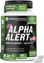 Alpha Alert – Veteran Owned Brain Supplements for Memory and Focus – Third-Party Tested, Dairy & Gluten-Free Nootropic Memory Supplements - 60 Veggie Capsules