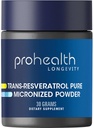 ProHealth Longevity Mikroniseret Trans Resveratrol Powder 30 Bedste - 98% Pure Pharmaceutical Grade, 1000 mg per Scoop, Superior Absorption og Biotilgængelighed