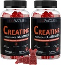 Creatin monohydrat Gummy 240 for mænd og kvinder - 5g, Sugar- Free Pre- Workout Gummy W / L- Taurine, betain Vandfri, Alpha GPC, Vitamin B12, Chewable Gummies for Muscle Strength & Energy Boost (2 Pack)
