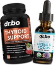Thyroidea Support & Adrenal Focus Drops - Thyroidea Supplement Complex med L- Tyrosine Selenium Jod & Organic Adrenal Support Kosttilskud Focus Liquid Drops - Natural Brain and Memory Træthed Opmærksomhed
