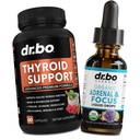 Thyroidea Support & Adrenal Focus Drops - Thyroidea Supplement Complex med L- Tyrosine Selenium Jod & Organic Adrenal Support Kosttilskud Focus Liquid Drops - Natural Brain and Memory Træthed Opmærksomhed