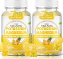 softbear Potassium Gummies for Adults, Sugar-Free Potassium Magnesium Supplement with Vitamin B6 CoQ10 for Muscle Cramps Vegan Pineapple Flavor 120 Gummies