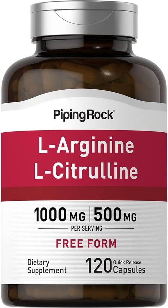 Piping Rock L- Arginin L- Citrullin Supplement- 124; 1500 mg - 124; 120 Kapsler - 124; for mænd og kvinder - 124; ikke- GMO, gluten fri