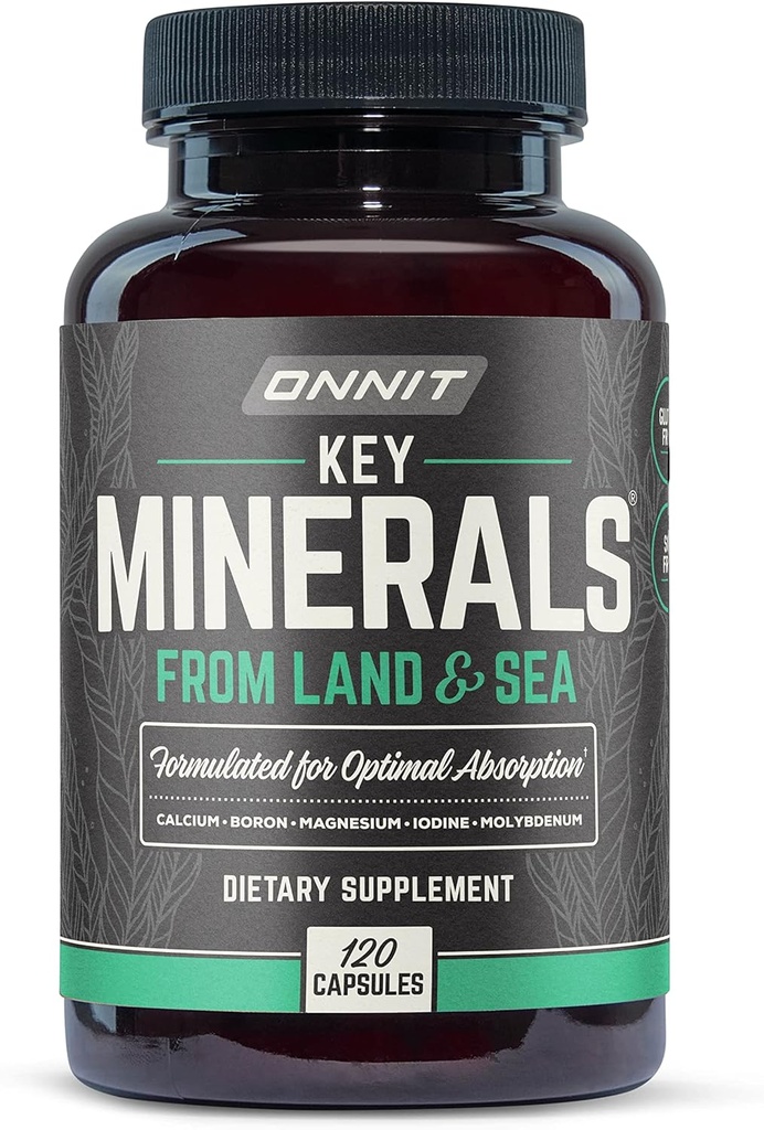 Onnit Key Minerals: Calcium, Magnesium, Molybdæn, og jod supplement (120ct)