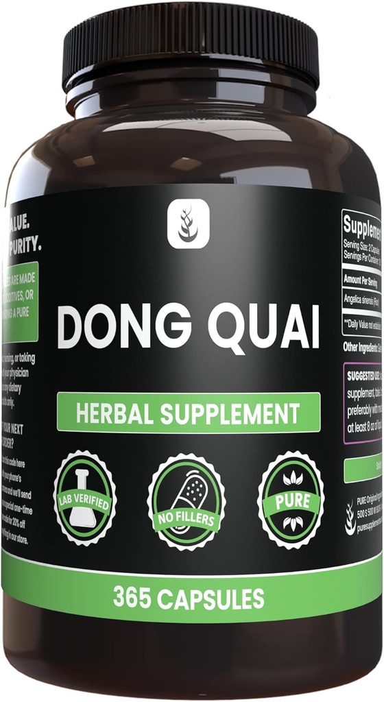 PURE ORIGINAL INGREDIENSER Dong Quai, (365 kapsler), Ingen Magnesium eller ris Fyldere, Altid Pure, Lab Verified