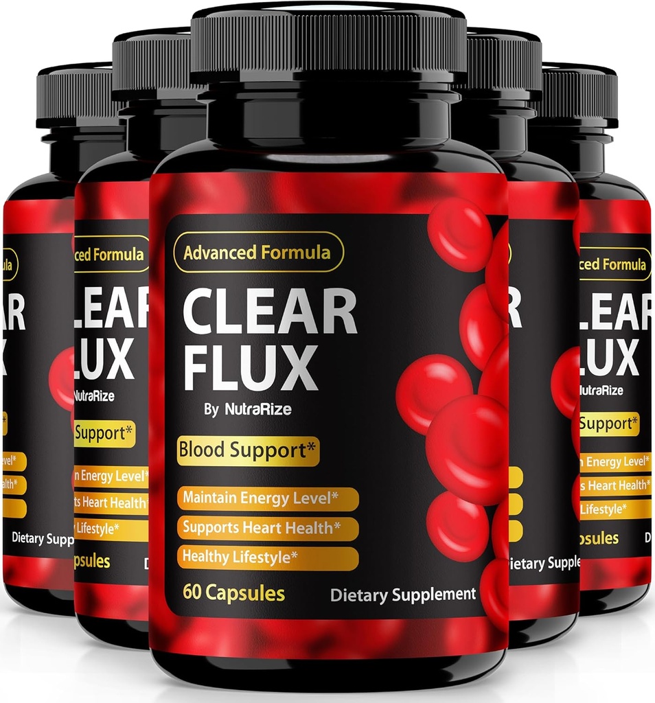 (5 Pack) Clear Flux piller, officielle ClearFlux kapsler, All- Natural Support, Premium support til at opretholde stabile niveauer og sund cirkulation, Natural Clear Flux Health anmeldelse (300 Kapsler)