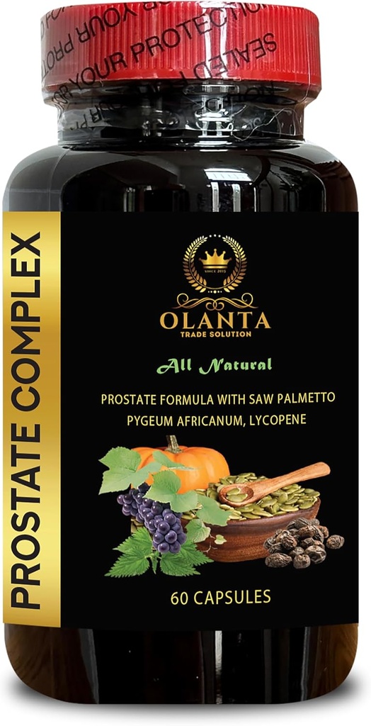 Prostata Complex All Natural - Nutritional Support til Prostata, Natural Prostata Kosttilskud til mænd med Organic Saw Palmetto Extract - 1 flaske 60 kapsler