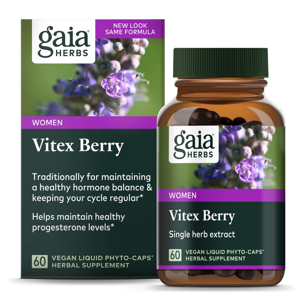 Gaia Herbs Vitex Berry, Chasteberry, Hormone Balance for Women, Vegansk Væskekapsler, Sort 60 Greve
