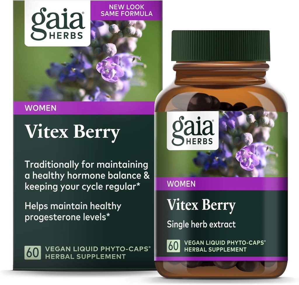 Gaia Herbs Vitex Berry, Chasteberry, Hormone Balance for Women, Vegansk Væskekapsler, Sort 60 Greve