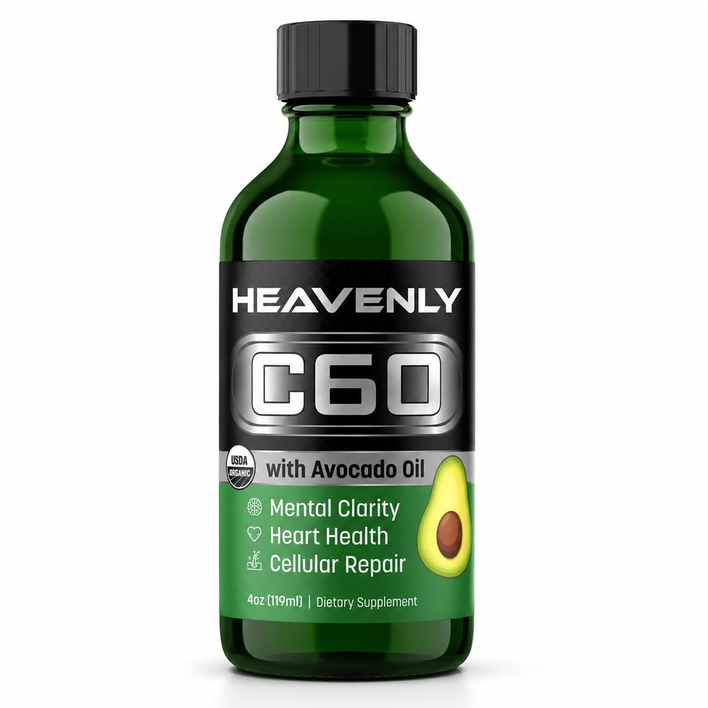 HNP Labs C60 Avocado Oil Cold Pressed Organic - Boost Energy, Mental Clarity, Slow Aging naturligt og ydeevne - 99,99% Sublimated C60 USA Made Organic Avocado Oil - GMP Certificeret for sikkerhed