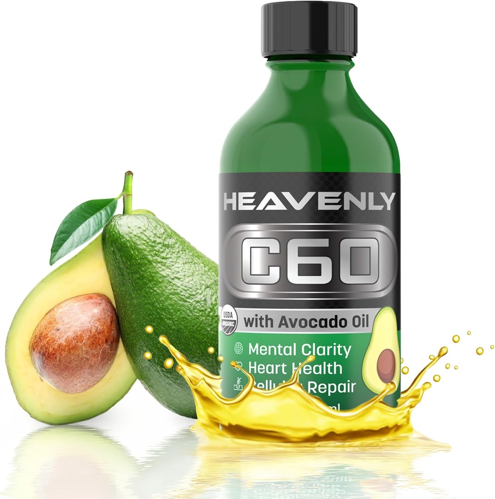 HNP Labs C60 Avocado Oil Cold Pressed Organic - Boost Energy, Mental Clarity, Slow Aging naturligt og ydeevne - 99,99% Sublimated C60 USA Made Organic Avocado Oil - GMP Certificeret for sikkerhed