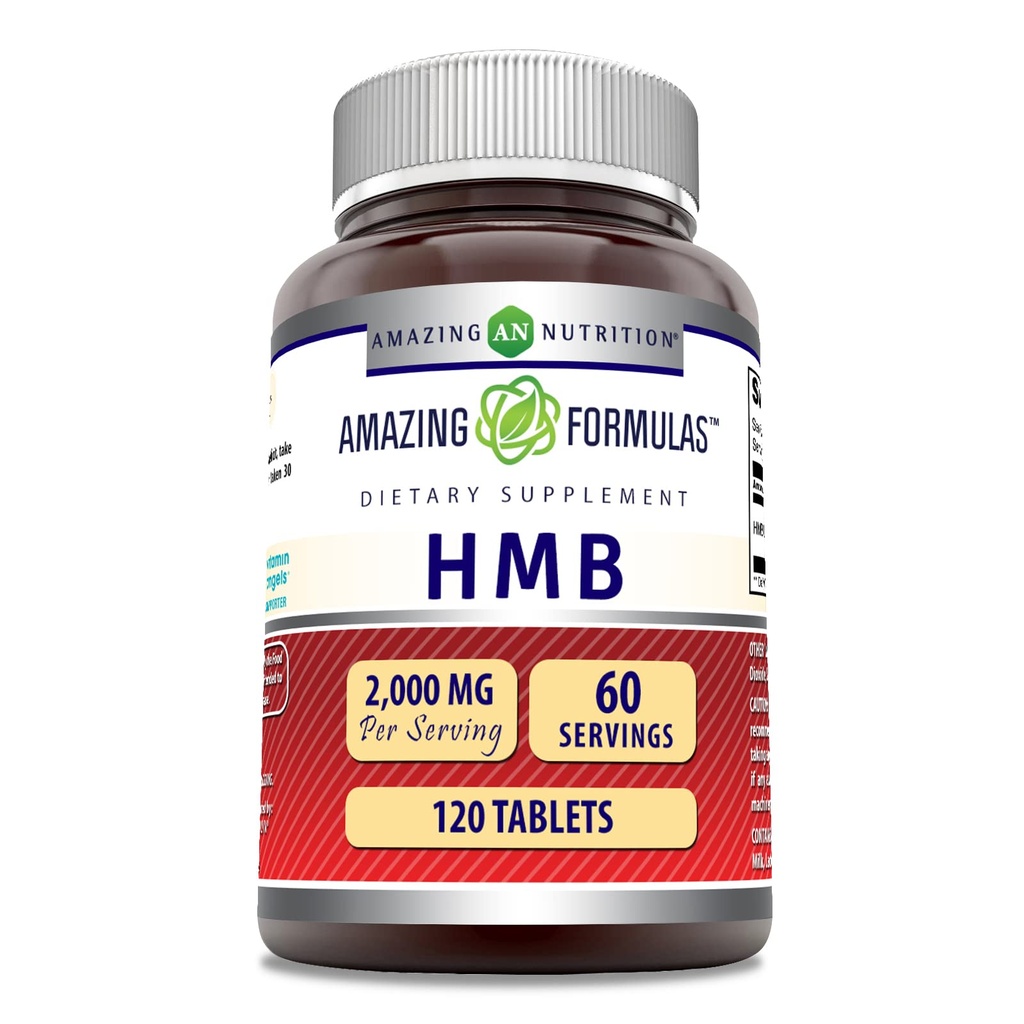 Amazing Formulas HMB (Beta- Hydroxy Beta- Methylbutyrat) Supplement- 124; 2000 Mg Per Serving - 124; 120 Tabletter - 124; Non- GMO - 124; Gluten Free - 124; Fremstillet i USA