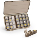 Pill Organizer 4 gange om dagen, 7 dage om dagen Pill Box 4 gange om dagen - Acedada Ugentlig medicin Box Organizer med separat sag, Portable Daily Pill Container Dispenser for Vitamin Fish Olies Kosttilskud, Brown