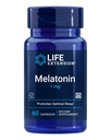 Life Extension Melatonin 1 mg - For afslappende nat, Hormonbalance, og immunforsvar - Øjeblikkelig frigivelse - Gluten- fri, ikke-GMO - 60 kapsler