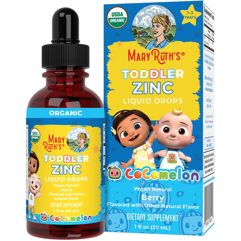 MaryRuth Organics Cocomelon Toddler Liquid Zink124; Sugar Free against 124; USDA Organisk Shape 124; Kids Zinksulfid for Age 13- 124; Immunity Support Supplement for Children against 124; Vegan-124; Non-GMO-bag 124; Gluten Free Shape 124; 1 Fl Oz