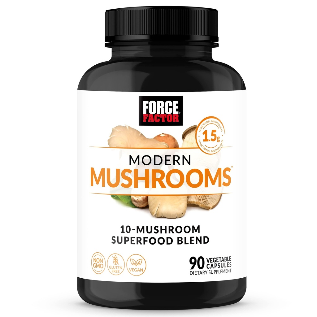 Kraftfaktor Moderne svampe Kapsler, Svampe tillæg med Lions Mane, Tyrkiet Hale, & Cordyceps til at støtte energi, fokus, Immunitet, & fordøjelse, 90 Vegetabilske kapsler