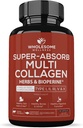 Grossic Wellness Super- Absorb Multi Collagen piller (type I II III V X) Økologiske urter & bioperine - hår, hud, negle - hydrolyserede peptider Protein supplement for kvinder & mænd (90 kapsler)