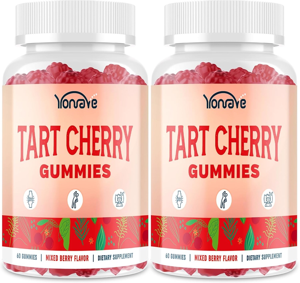 3300mg Tart Cherry Gummies for ursyre Cleanse, Sleep, Guut, Joint & Nyre Support - Tart Cherry Extract med Selleri frø, Melatonin, C-vitamin - Detox & antioxidant - blandet berry flavor, 120 Greve