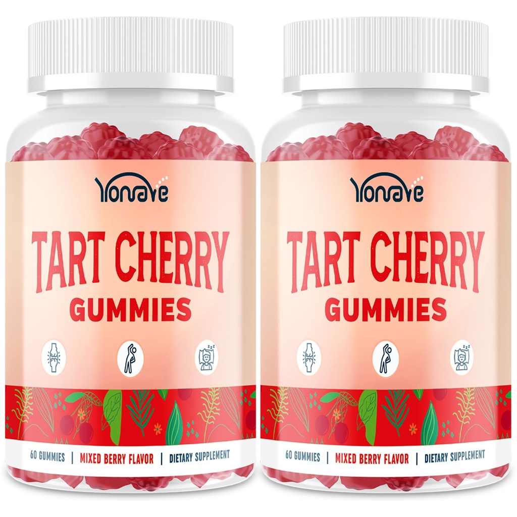 3300mg Tart Cherry Gummies for ursyre Cleanse, Sleep, Guut, Joint & Nyre Support - Tart Cherry Extract med Selleri frø, Melatonin, C-vitamin - Detox & antioxidant - blandet berry flavor, 120 Greve