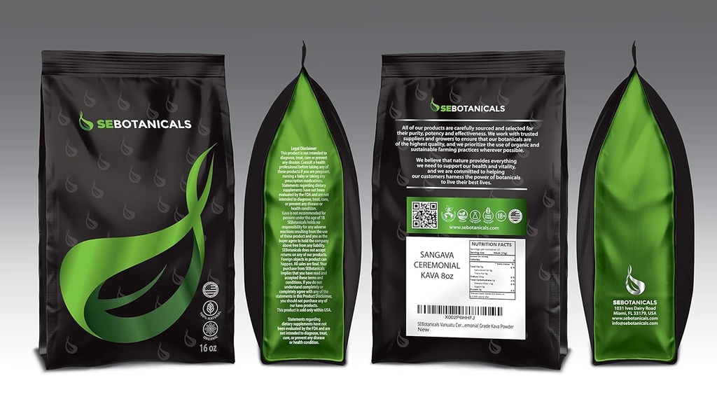 SEBotanicals Vanuatu Sangava ceremoniel Kava te pulver (8oz) 1 pouch - Vanuatu Kava - Kava pulver - Sangava ceremoniel grad Kava