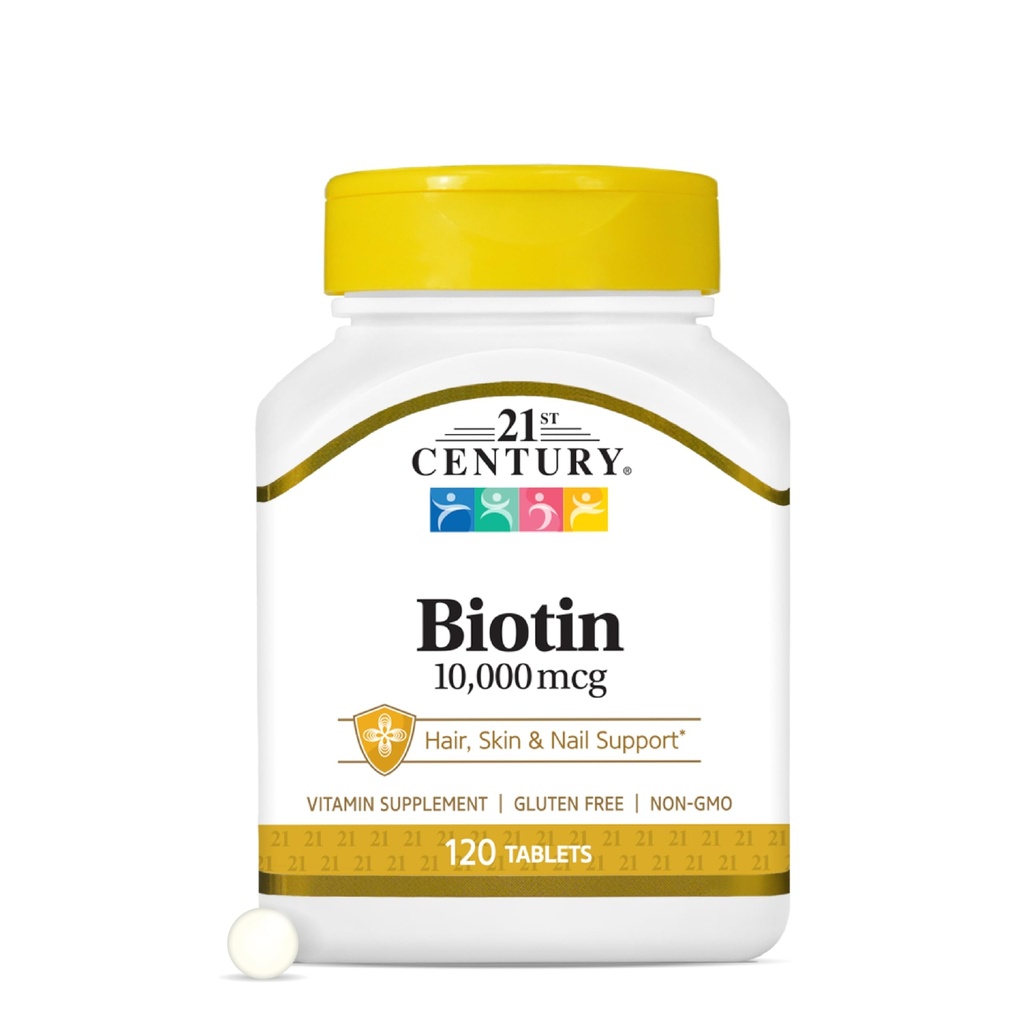 21. århundrede Biotin tabletter, 10.000 mcg, Unflavored 120 Greve