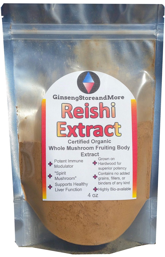 GinsengStoreandMore 4oz Organic Red Reishi Mushroom Extrahered from Real Mushroom Fruiting Kroppes from Nammex More 124; > 30% Beta- Glucans More 124; Ganoderma Lucidum, Ling Zhi More 124; β- Glucans for Energy, immunsystem