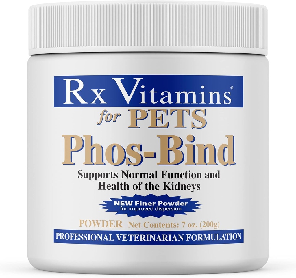 Rx Vitaminer Phos- Bind - Nyre Support Powder - Phosphate Binder til katte & Hunde til Nyre Sundhed - Understøtter normal Nyre Rengøring og essentiel Nyrepleje - 200g