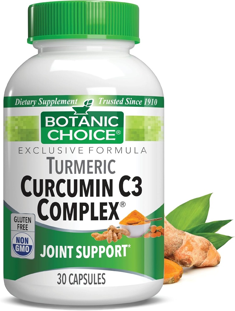 Botanic Choice Curcumin C3 Complex med Bioperine - Adult Daily Supplement - 30 piller