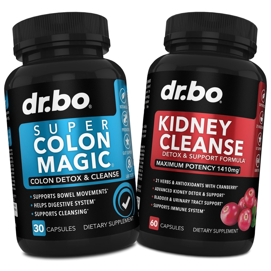 Colon Cleanser Detox & Nyre Rengøring - 15 dag Colon Rengøring piller Probiotisk & Nyre Detox Support Cranberry - Tågebevægelse Kosttilskud til Intestinal Mave Bloating Gut & Nyrer