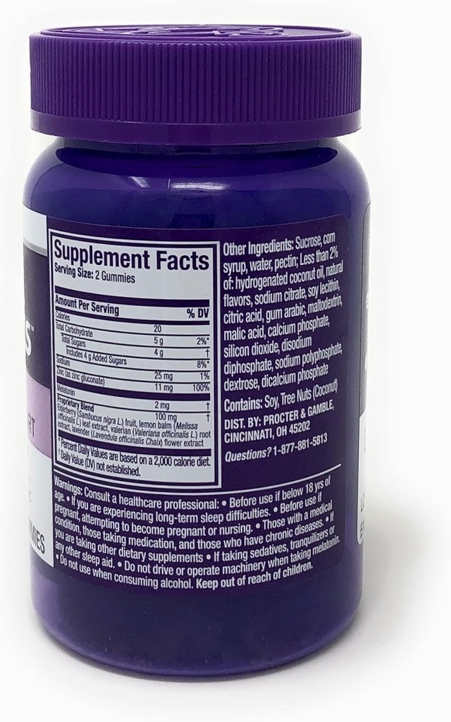 Vicks ZzzQuil Pure Zzzs Sleep + immunforsvar Gummier med Melatonin, Elderberry & Zink, 42 ct, 0,42 pounds