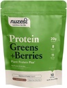 Nuzest - Protein Green + Berries - Superfood Powder - Plant Protein Blend - 300g / 10.6 oz Pouch (10 Servere) (Kakao, 300g)