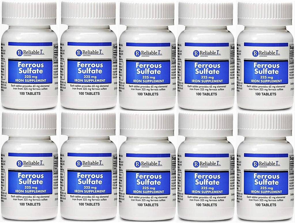 Ferrosulfat Jern 325 mg Generisk til Feosol 100 tabletter PAKNING á 10