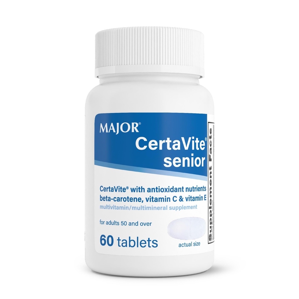 MAJOR CertaVite Senior Multivitamin med antioxidanter - Multivitamin til kvinder og mænd med Beta- Caroten, Jern, C-vitamin & E - understøtter immunitet, energi og vision - 60 tabletter