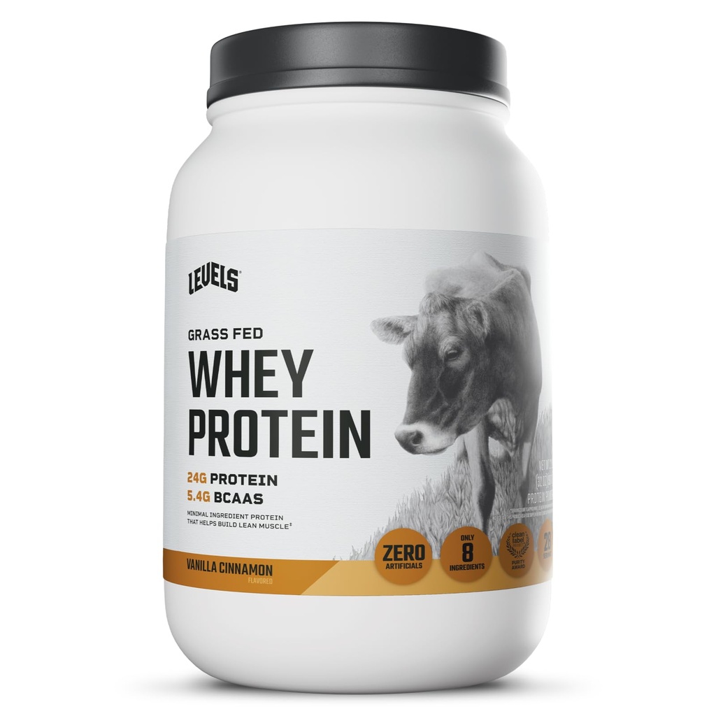 Nivels Grass Fed Whey Protein Powder, No Artificials, 24G Protein, Vanilla Cinnamon, 2LB
