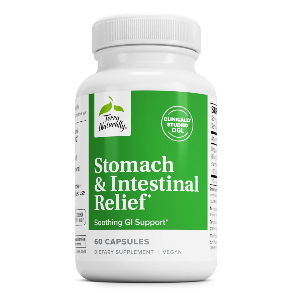 Terry naturligt stomach & intestinal relief - supplement til støtte fordøjelsessygdomme & intestinal lining - aids mod lejlighedsvis fordøjelsesbesvær til Soothe stomach - 60 kapsler