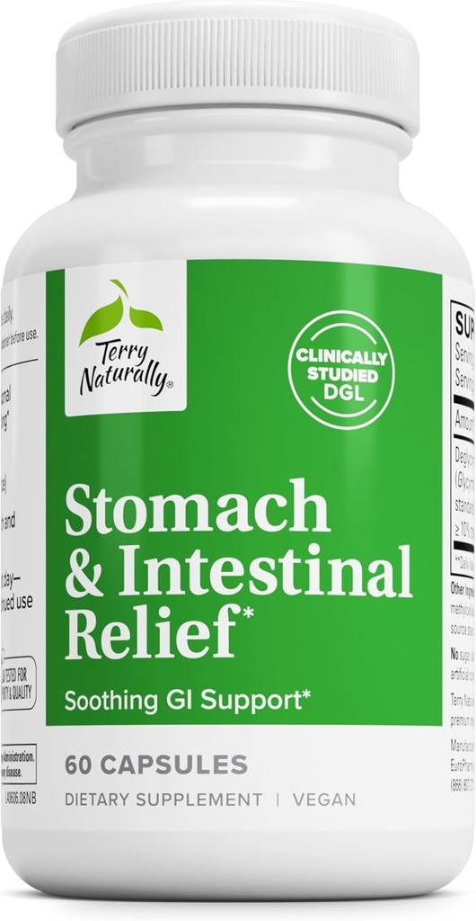 Terry naturligt stomach & intestinal relief - supplement til støtte fordøjelsessygdomme & intestinal lining - aids mod lejlighedsvis fordøjelsesbesvær til Soothe stomach - 60 kapsler