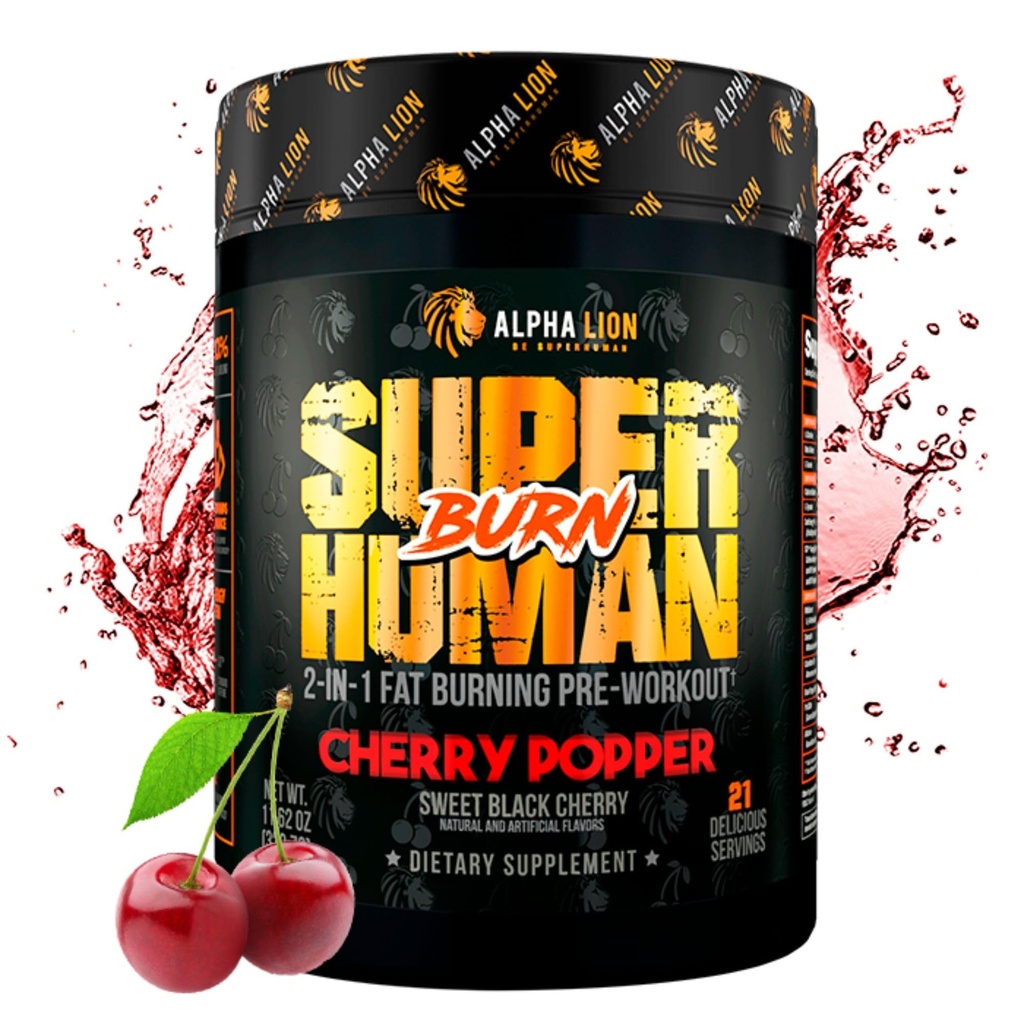 ALFA LION Superhuman Burn - 2 i 1 Metabolisme Booster Pre Workout og termogene Fat Burner for mænd - Appetite Suppressant og vægttab supplement (21 Servere, Sweet Black Cherry Flavor)