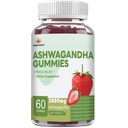 YiLing Ashwagandha Gummies for Women & Men, 3000 Mg af High- Potency Ashwagandha Root Extract øger energi, Forbedrer søvn, Relieves Stress og Calms Mood, 60 Grev Strawberry Flavor Ashwagandha