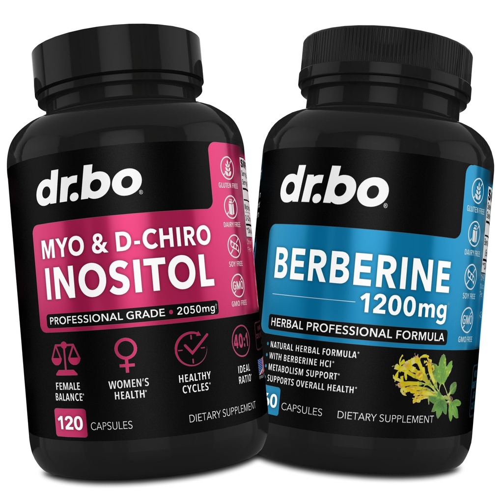 Myo- Inositol & D- Chiro Inositol & Berberine supplement kapsler - Support Hormone Balance, Regelmæssig menstruationscyklus, kvinders sundhed - 1200mg berberine piller for sund metabolisme