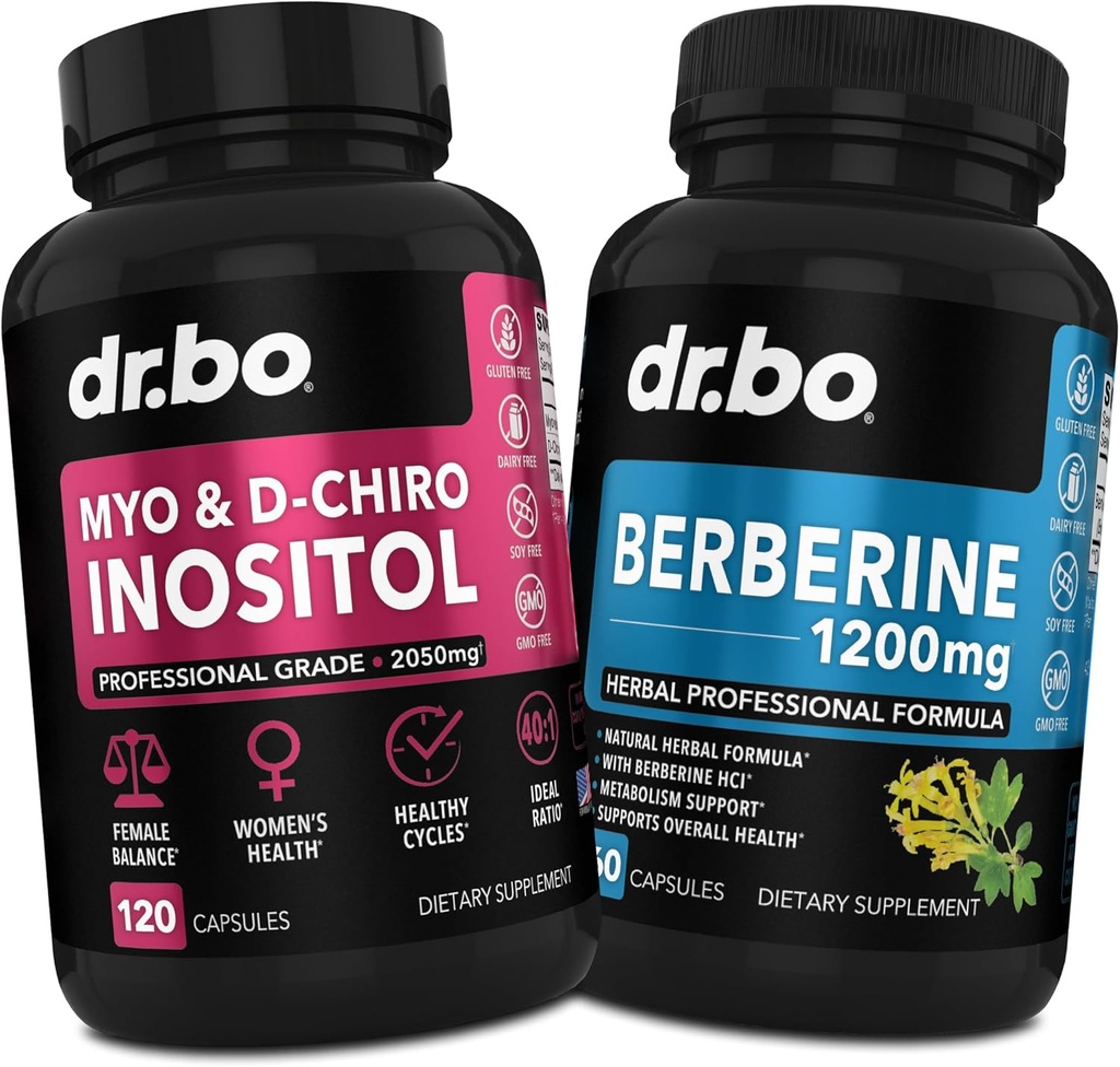 Myo- Inositol & D- Chiro Inositol & Berberine supplement kapsler - Support Hormone Balance, Regelmæssig menstruationscyklus, kvinders sundhed - 1200mg berberine piller for sund metabolisme