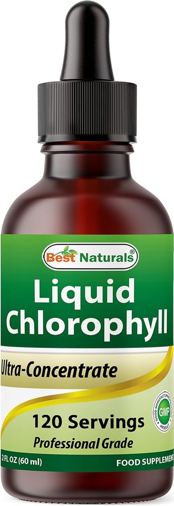 Best Naturals Liquid Chlorophyll Drops - 50 mg - 120 Servings Per Glass Bottle - 2 FL OZ