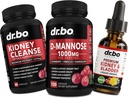 Nyre Rengøring & D Mannose Kosttilskud - Nyre Detox & Brege Support Liquid Drops Supplement, D- Mannose 500mg 1000mg Kapsler - DMannose Cranberry, Support Nyrer, Brege & Urinary Tract Sundhed
