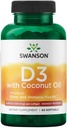 Swanson High Potency Vitamin D-3 w / kokos - Natural Supplement fremme ben sundhed & immunsystem support - Kan hjælpe med at øge calciumabsorption - (60 Softgels, 125mcg Hver)
