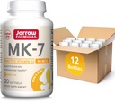 Jarrow Formulas MK- 7 90mcg- Bioactive Form of VIT K2- 120 Servering (Softgels) -for Ben & CV Health- VIT K2 MK- 7 Kosttilskud - K2 VIT Suppp MK- 7 - Gluten Free, 12 Pack