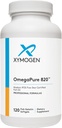 XYMOGEN OmegaPure 820 - International Fish Oil Standards (IFOS) Five- Star Certified Fish Oil - DHA EPA Omega-3 Supplement for cardiovaskulær + kognitiv support (120 små bløddele)