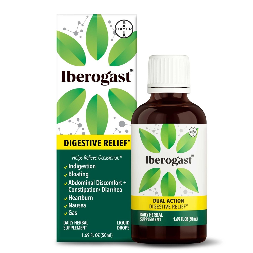 Iberogast Liquid Drops, Herbal Relief af Mave Opførelser: Lejlighedsvis fordøjelse, Bloating, Gas, Kvalme, Opsat Mave; Gluten fri; 6-Herb Blend med Iberis Amara, Peppermint, Lakrids; 50ml